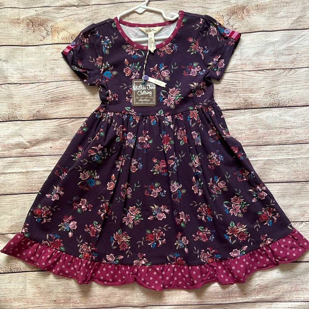 NWT Sz. 6 Matilda Jane Purple Worlds of Wonder Floral Dress